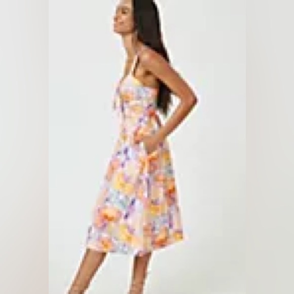 NWT Anthropologie Cecilia Pettersson Tie-Front Midi Floral Blossom Dress Size 00 - Picture 3 of 5